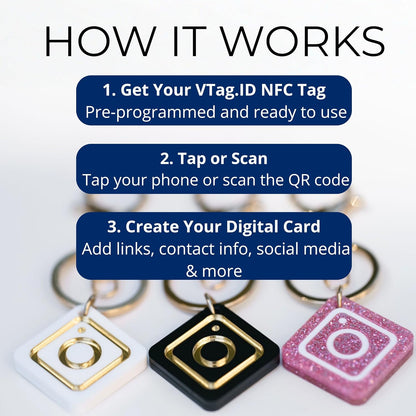 VTAG.ID NFC Digital Business Card Keychain - Tap to Share Contact & Social