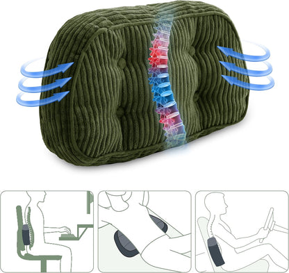 HIGOGOGO Lumbar Support Pillow for Recliner Chair/Accent Chair/Couch/Office Chair, Tufted Corduroy Back Support Cushion for Elderly, Recliner Cushions for Back Rest, Pain Relief, Reading, Brown