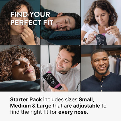 Mute Nasal Dilator Snoring Solution | Starter Pack 3 Sizes | Snore Less & Sleep Better | Nasal Strip Alternative | Comfortable Breathing Aids for Better Sleep & Improved Airflow