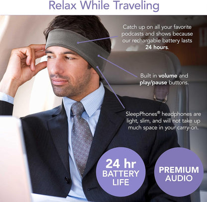SleepPhones Wireless Sleep Headphones by AcousticSheep V8 | 24-Hour Battery | Original and Most Comfortable Bluetooth Headphones for Sleeping (Medium, Nighttide Navy Breeze)