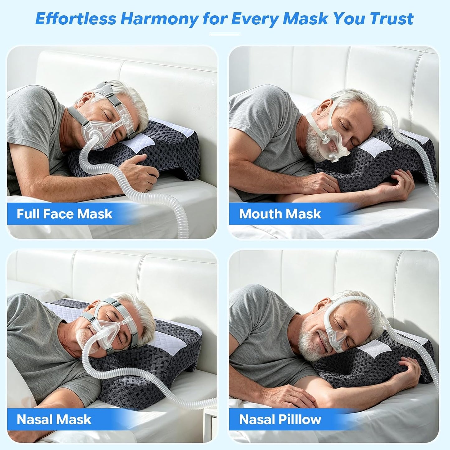 SAHEYER CPAP Pillow for Side Sleeping, CPAP Nasal Pillows for All CPAP Masks Users to Reduce Air Leaks Masks Pressure, Neck Support Pillows for Sleeping for Neck Pain Relief