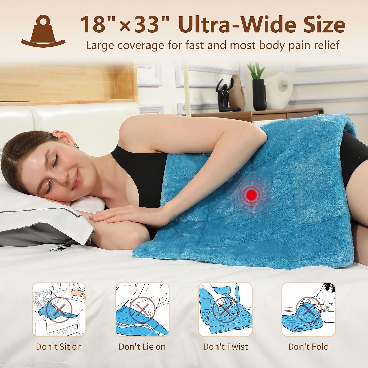 Electric Heating Pad HSA Eligible, Heated Pad for Back Neck Shoulder Pain Relif, Heating Pad for Period Cramps with 2H Auto Shut Off and 4 Heating Levels, 12"x24" Dark Grey