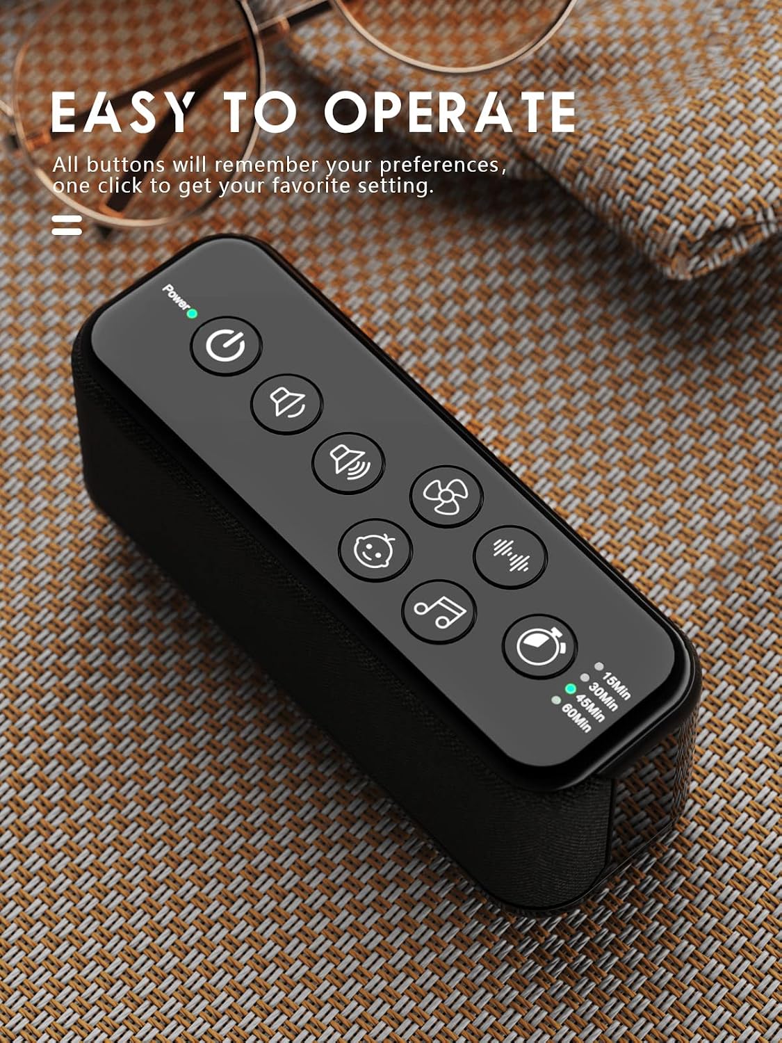 OnLyee White Noise Machine for Office Privacy, USB Rechargeable Sound Machine with 42 Non-Looping Sounds, Auto-Off Timer for Focus, Sleep and Travel