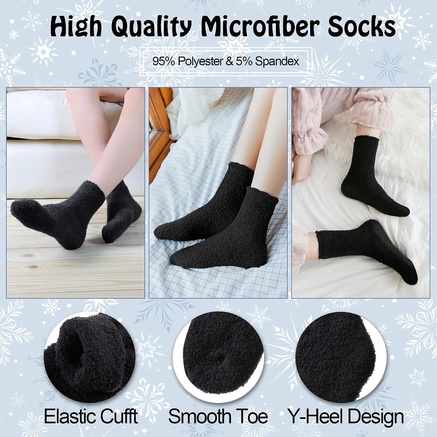 LANLEO 5/6 Pairs Womens Super Soft Fuzzy Plush Warm Winter Home Sleeping Slipper Socks