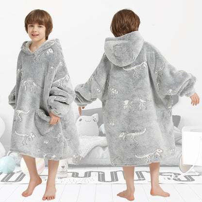 Fiosnow Glow in the Dark Unicorn Blanket Hoodies for Kids 6-13YR Oversize Wearable Blanket Hoodies for Boys Girls Teens