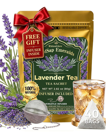 Lavender Tea Bags, 40 Count, 2.82 oz (80g), Corn Fiber Pyramid Sachets