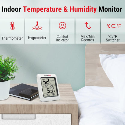 TempPro TP50 3 Pieces Digital Hygrometer Indoor Thermometer Room Thermometer and Humidity Gauge with Temperature Humidity Monitor (Previously ThermoPro)