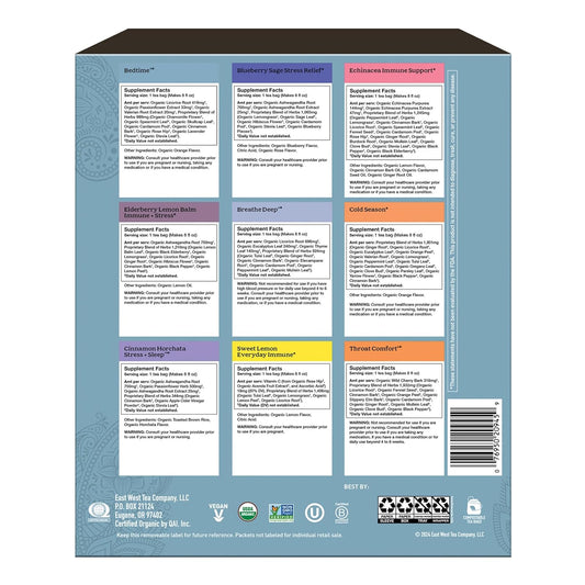 Yogi Organic Sampler Gift Box-5 Tea Bags per Flavor (45 Tea Bags)-Delicious Wellness Immunity Teas-9 Herbal Teas-Caffeine-Free Tea Variety Pack-Tea Gift Set