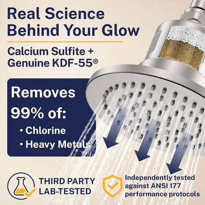 Gillian Metal Filtered Shower Head High Pressure, KDF-55 Removes Chlorine