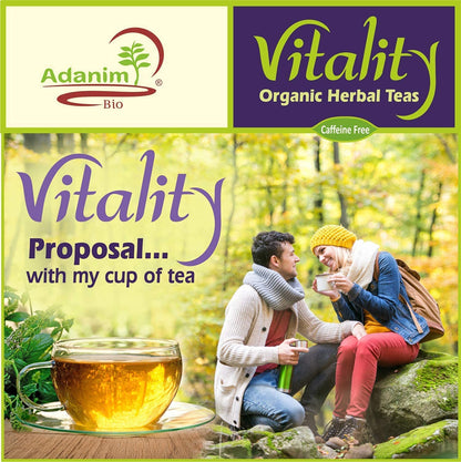 Adanim Bio Vitality Organic Herbal Tea Sampler Gift Box Caffeine Free 8 Unique Flavors for Tea Lovers 64 Individually Wrapped Tea Bags Variety Pack