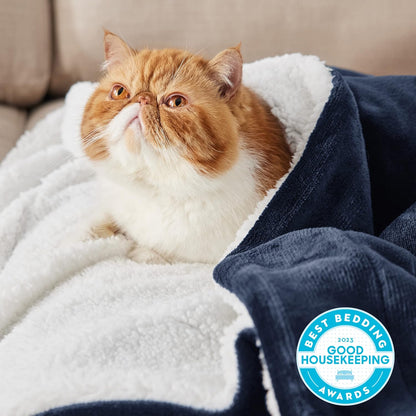 Bedsure GentleSoft Sherpa Fleece Throw Blanket for Couch, Non-Heated, Thick & Warm Cozy Blanket for Winter, Soft Fuzzy Plush Throw Gifts for Women and Men, Grey, 50x60 Inches