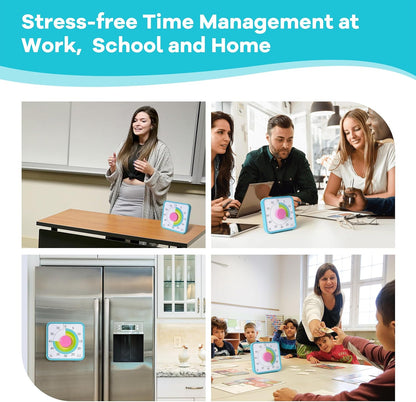 Visual Timer 7.5 inch; 60 Minute 1 Hour Countdown Timer for Kids Classroom Teaching Tool Home Office Meeting, Mechanical Countdown Clock for Exam Time Management Magnetic, Navy Blue with Colorful Disc