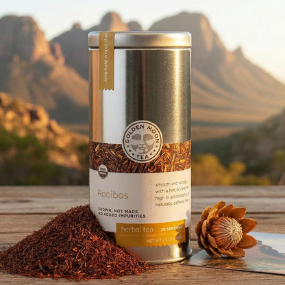 Golden Moon Organic Rooibos Tea Travel Tin – 30 Servings Caffeine Free