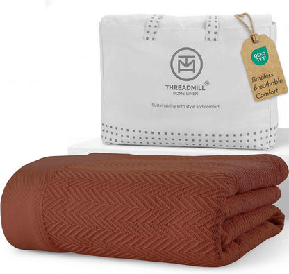 Threadmill Travel Blanket Cotton Viscose from Bamboo - Airplane Premium Soft Flight Grey Throw Blanket in Cloth Bag (Grey Color) Compact & Portable Blanket for Travel, Car, Picnic & Camping