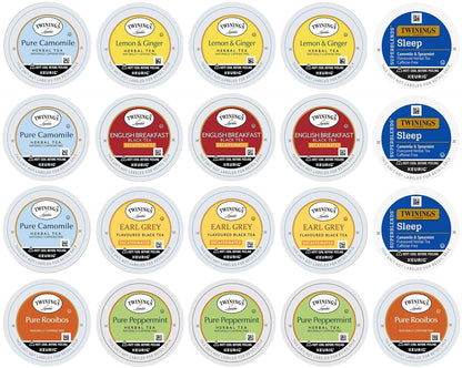 Twinings Herbal & Decaf Tea Sampler K-Cup Pods, Variety Pack