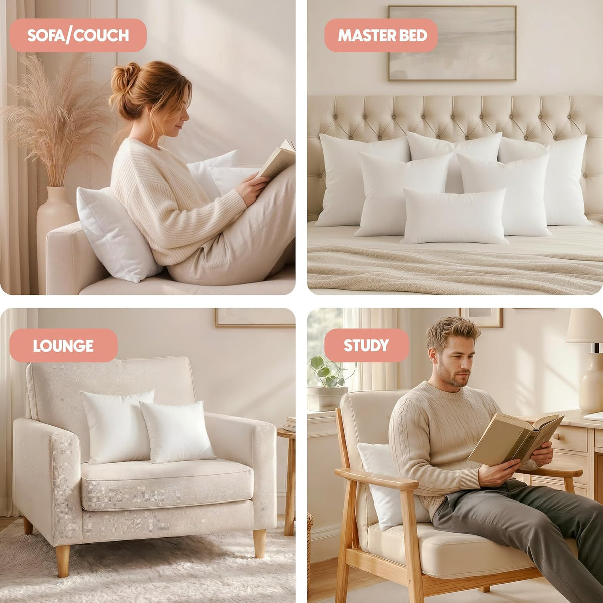 Utopia Bedding 12x20 Pillow Inserts, White Throw Pillows for Couch, 2 Pack
