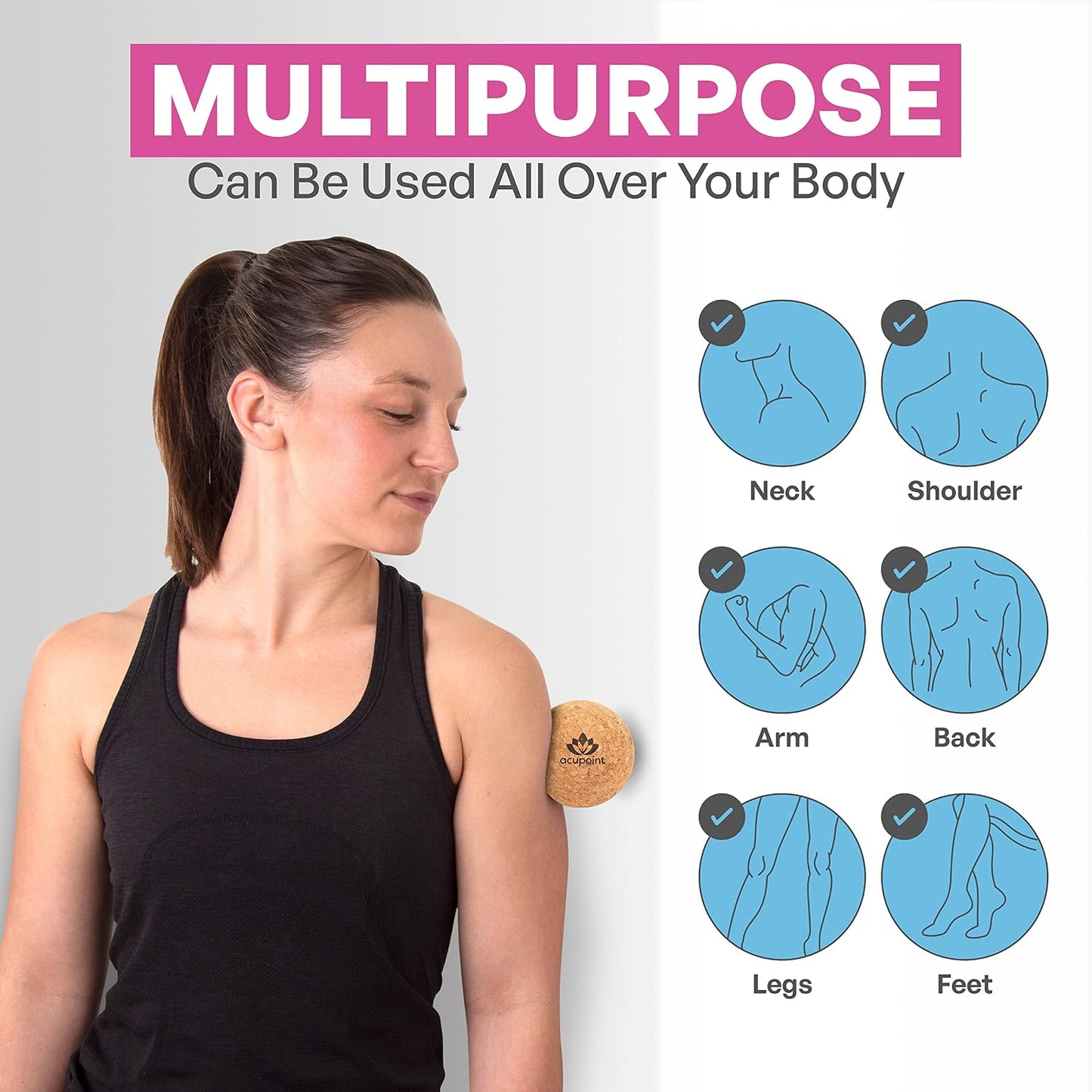 Acupoint Massage Therapy Ball Set of 2 - Myofascial Release, Trigger Point & Deep Tissue - Lacrosse Ball for Back, Neck, Foot and Plantar Fasciitis Relief