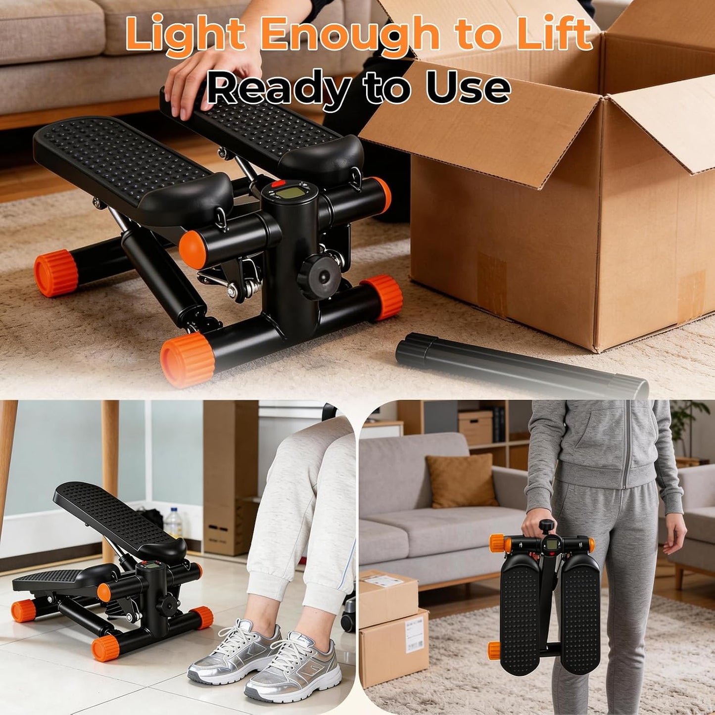 NEWBULIG Mini Stepper for Exercise at Home Stair Step Machine for Indoor Fitness Portable Home Gym Stepper for Full Body Workout 300lb Weight Capacity