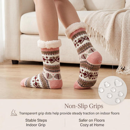 Cozylook Fuzzy Slipper Socks for Women with Grips Warm Cozy Soft Non-Slip Winter Socks Cozy Gift Idea