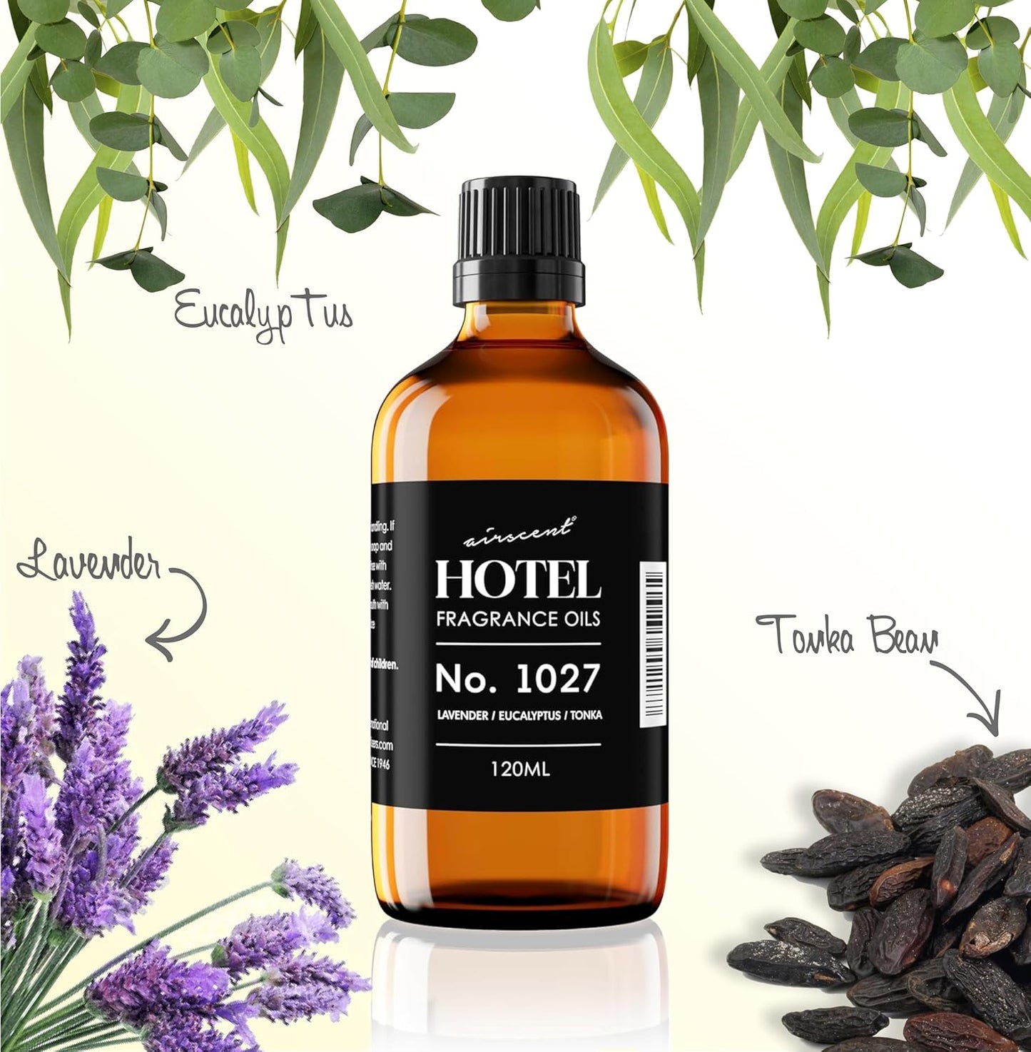 AirScent Hotel Diffuser Oil No. 1027 - Zen Hotel Scent Inspired - 120 mL | Lavender Eucalyptus Tonka - Premium Fragrance Oil for Ultrasonic and Waterless Diffusers and Crafting - 4 fl oz Bottle