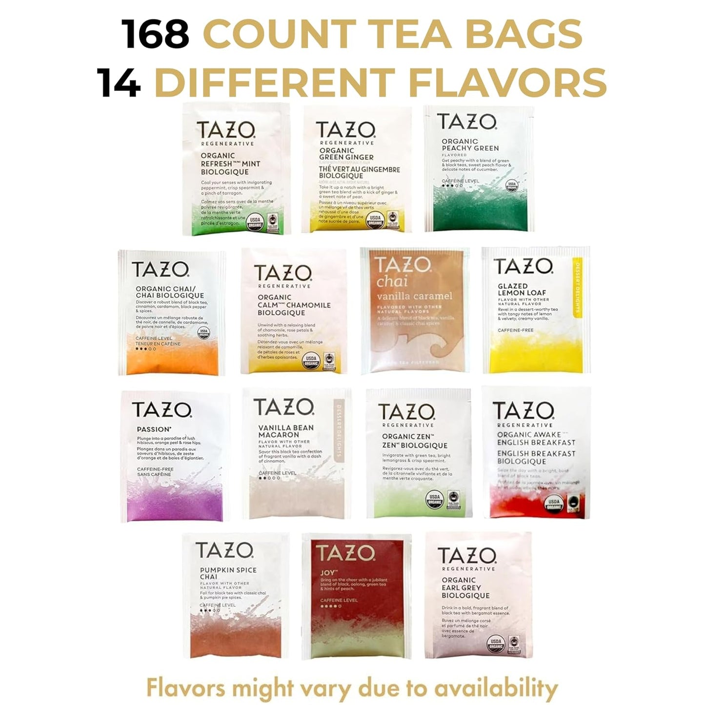 Tazo Tea Bags Sampler Assortment Variety Pack Gift Box (42 Count) | 14 Different Flavors Gifts for Him Women Men Tea Lovers Couples Family Friends Coworker