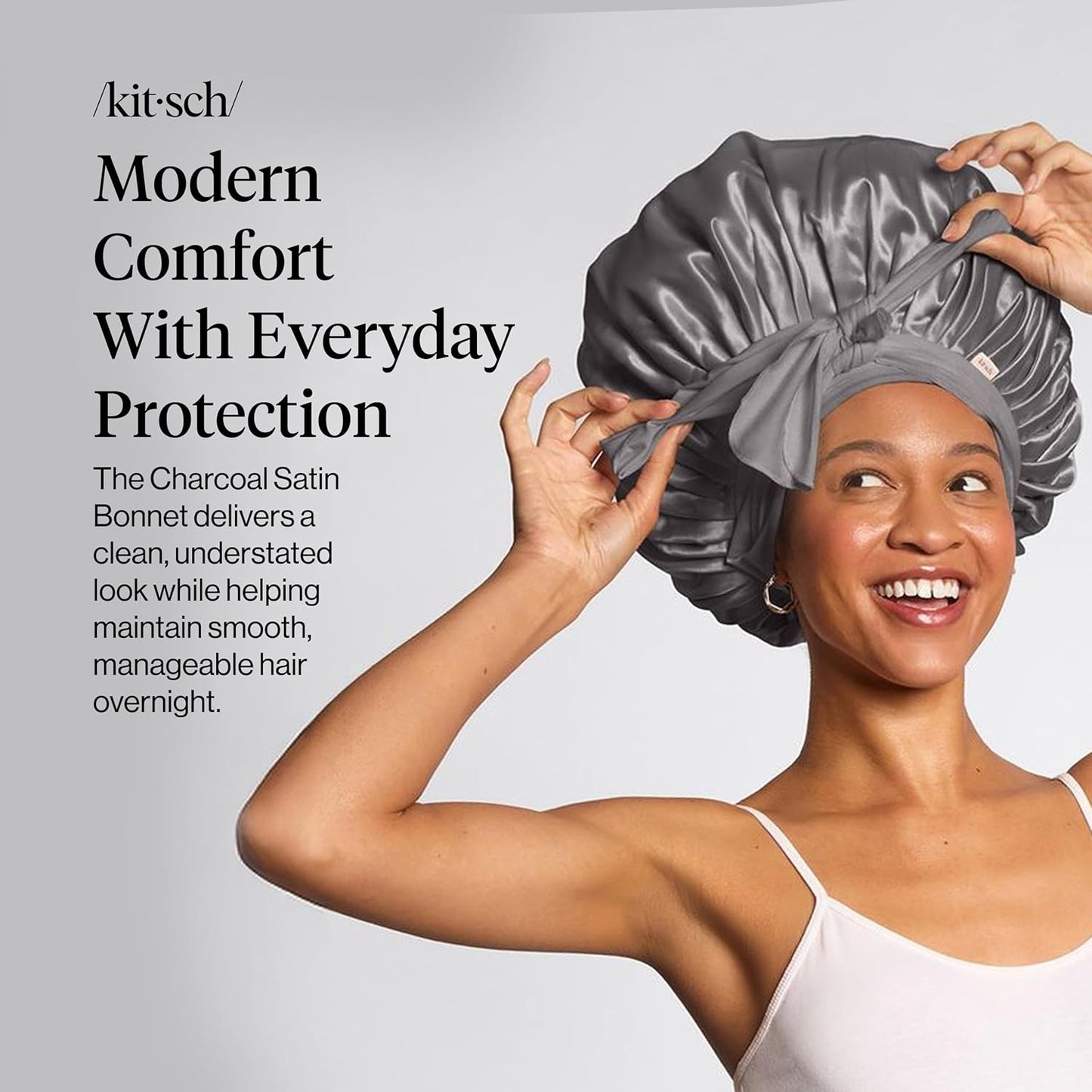 Kitsch XL Satin Bonnet for Sleeping - Softer Than Silk Bonnet For Sleeping Women - Secure Fit, Adjustable, Night Cap For Curly & Textured Hair - Prevents Breakage, Tangles & Thinning - Blush