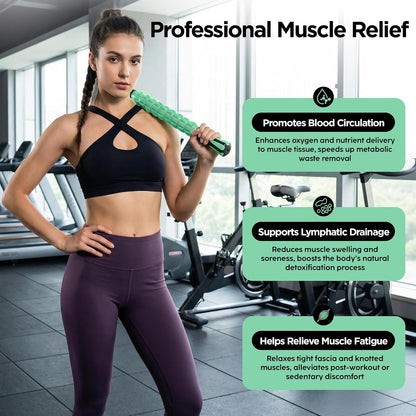 Muscle Roller Massage Roller Stick- Deep Tissue Fascia Blaster for Myofascial Pain Relief, Lymphatic Drainage & Body Sculpting, Handheld Physical Therapy & Recovery Tool (Pink black-18 inch)
