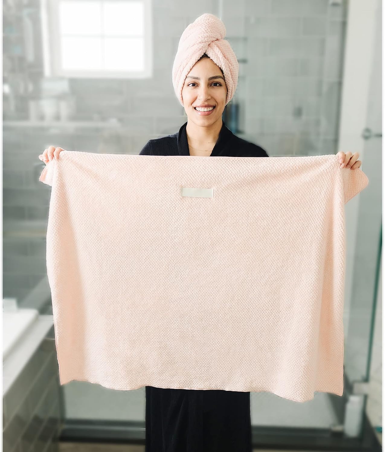 ROLSHOL 2 Packs Large Microfiber Hair Towels for Women, Super Absorbent & Quick Dry Hair Towel Wrap for Curly Hair Long & Short Hair- Anti-Frizz Hair Turbans for Wet Hair - 27.5''*39.4''