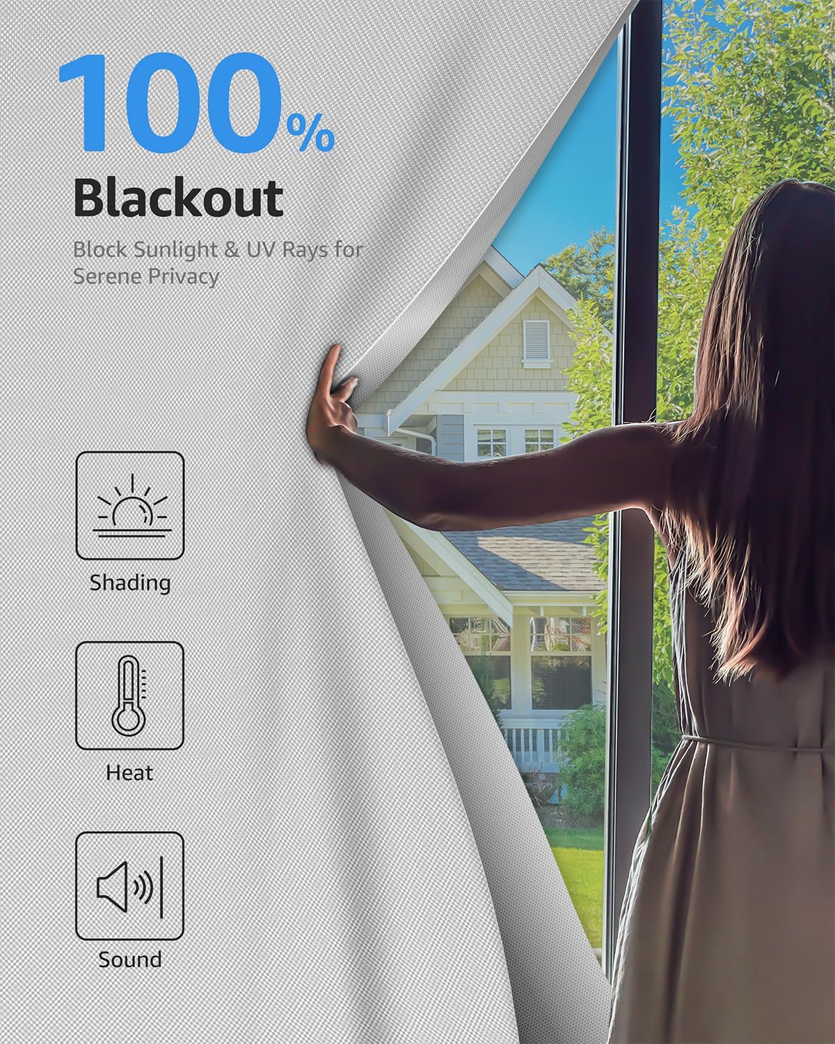 Sumobaby Blackout Curtains for Bedroom Portable 42"x60",No Drill Black Out Shades with Upgraded Hook&Loop Tapes,100% Blackout Window Cover,Thermal Insulated Blinds for Bedroom,Nursery(1 Panel,Black) - Colors A