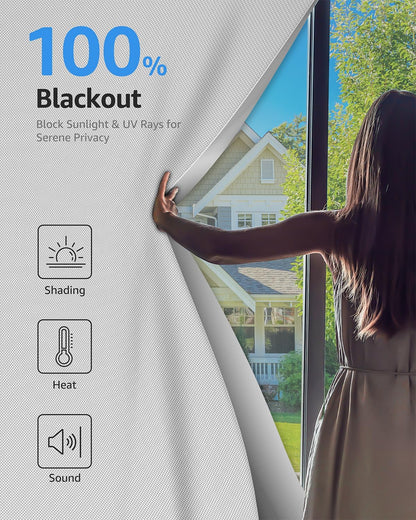 Sumobaby Blackout Curtains for Bedroom Portable 42"x60",No Drill Black Out Shades with Upgraded Hook&Loop Tapes,100% Blackout Window Cover,Thermal Insulated Blinds for Bedroom,Nursery(1 Panel,Black) - Colors C