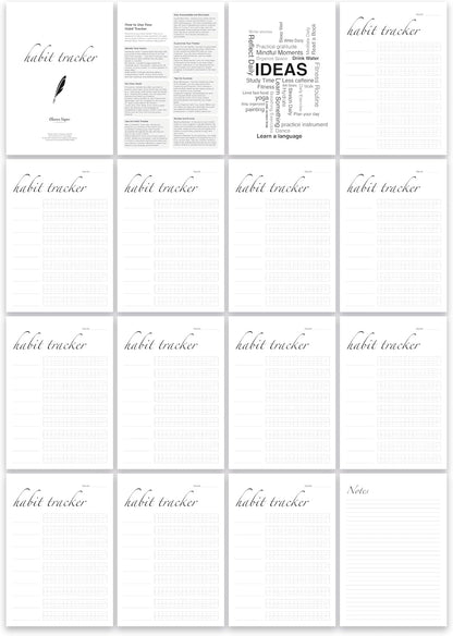 Habit Tracker Calendar (Undated 12 Month) with Silver Spiral Bound and Hanger, 7"x10" Habit Planner, Daily Weekly and Monthly Habit Tracker Journal, Habit Calendar, Colorful Layout.