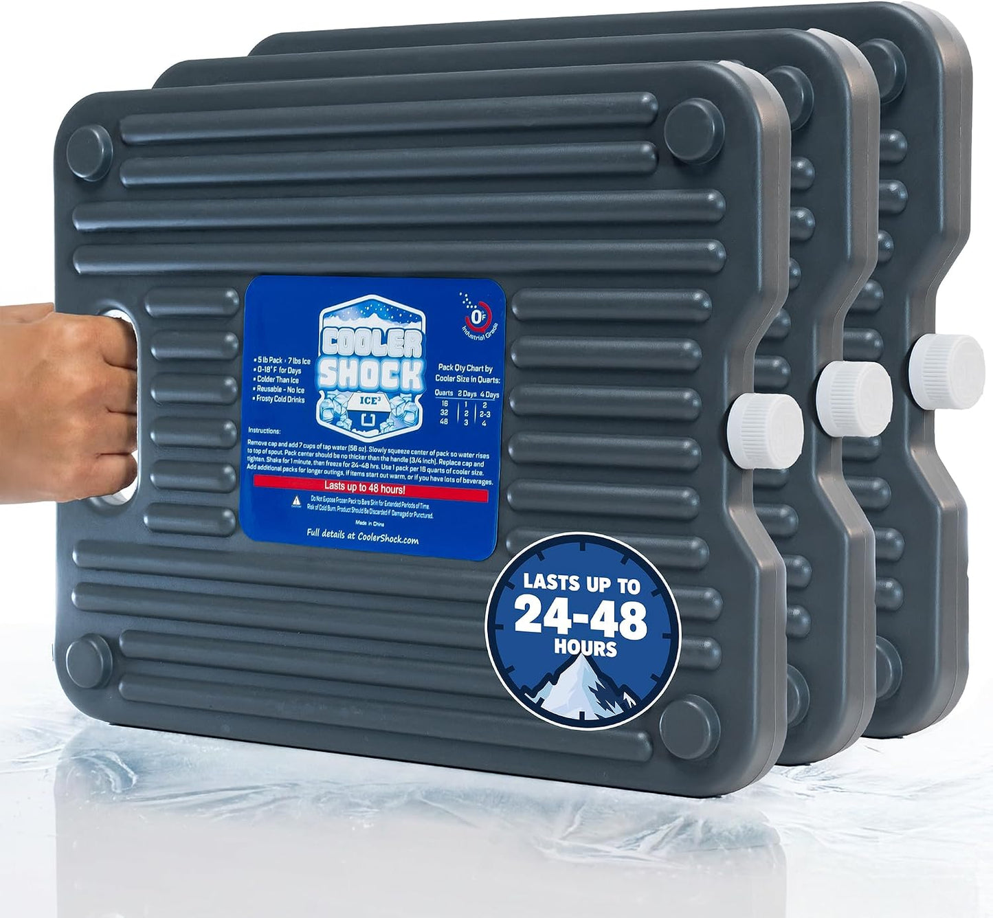 Cooler Shock Ice Packs - Reusable, Premium, Large Pack and Lunch Set for Long Term Use - Cools Faster Than Ice - Cooler Accessories