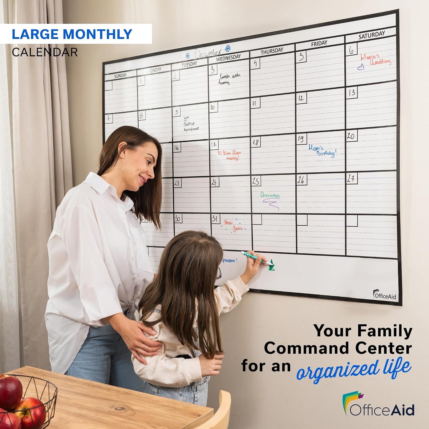 Large Dry Erase Calendar for Wall 36x48, Big Classroom Giant Month, Undated Reusable Family Monthly, Rolled Whiteboard White Board, Calendar Dry Erase Planner for Wall Erasable Large Office 48x36
