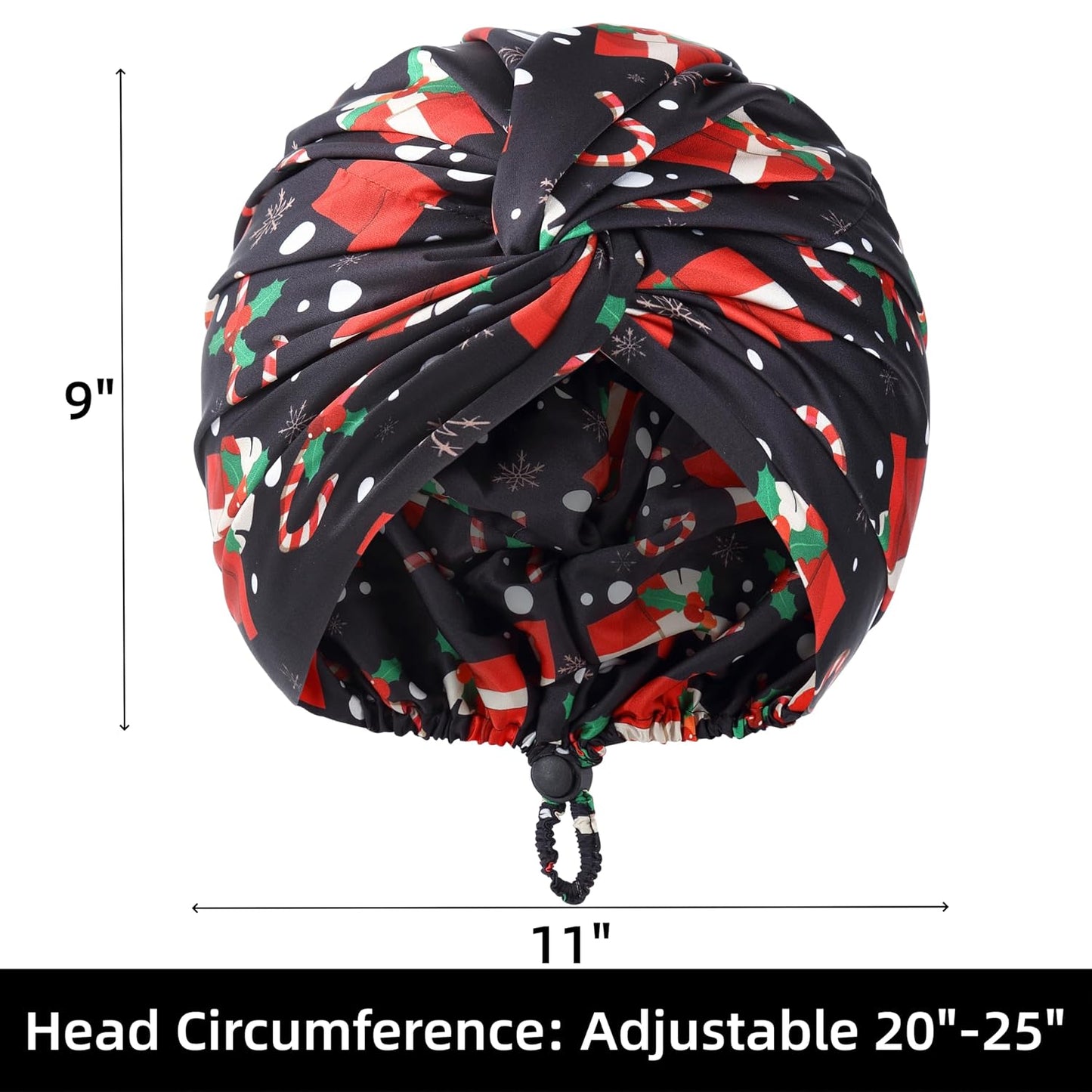 Adjustable Silk Satin Bonnet for Sleeping Hair Wrap, Double Layer Sleep Cap, Night Turban for Large Long Curly Braid Women Men Hair - Matcha Green