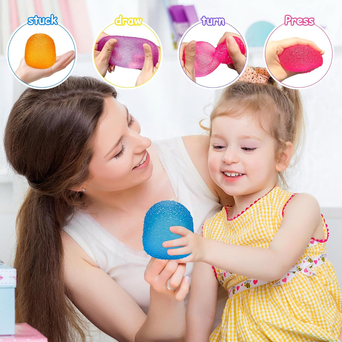 Stress Balls-Gumdrop Squishy Stress for Kids and Adults, Super Solid Squeeze Ball, Sensory for Stress Relief, Birthday, Easter Basket Stuffers and Party Favors (Blue)