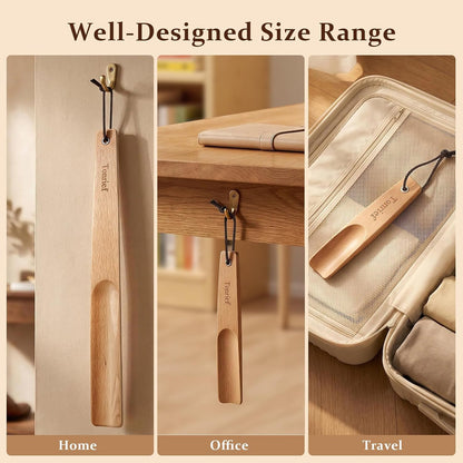 Wooden Shoe Horns Long Handle, Solid Wood Bend Resistant, 3Pack