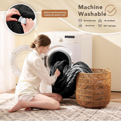 Homemate Heated Blanket Electric Throw - 50"x60" Heating Blanket Throw 1/2/4/6/8 Hours Auto-Off 10 Heat Levels Over-Heat Protection Soft Flannel Sherpa Heater ETL Certification