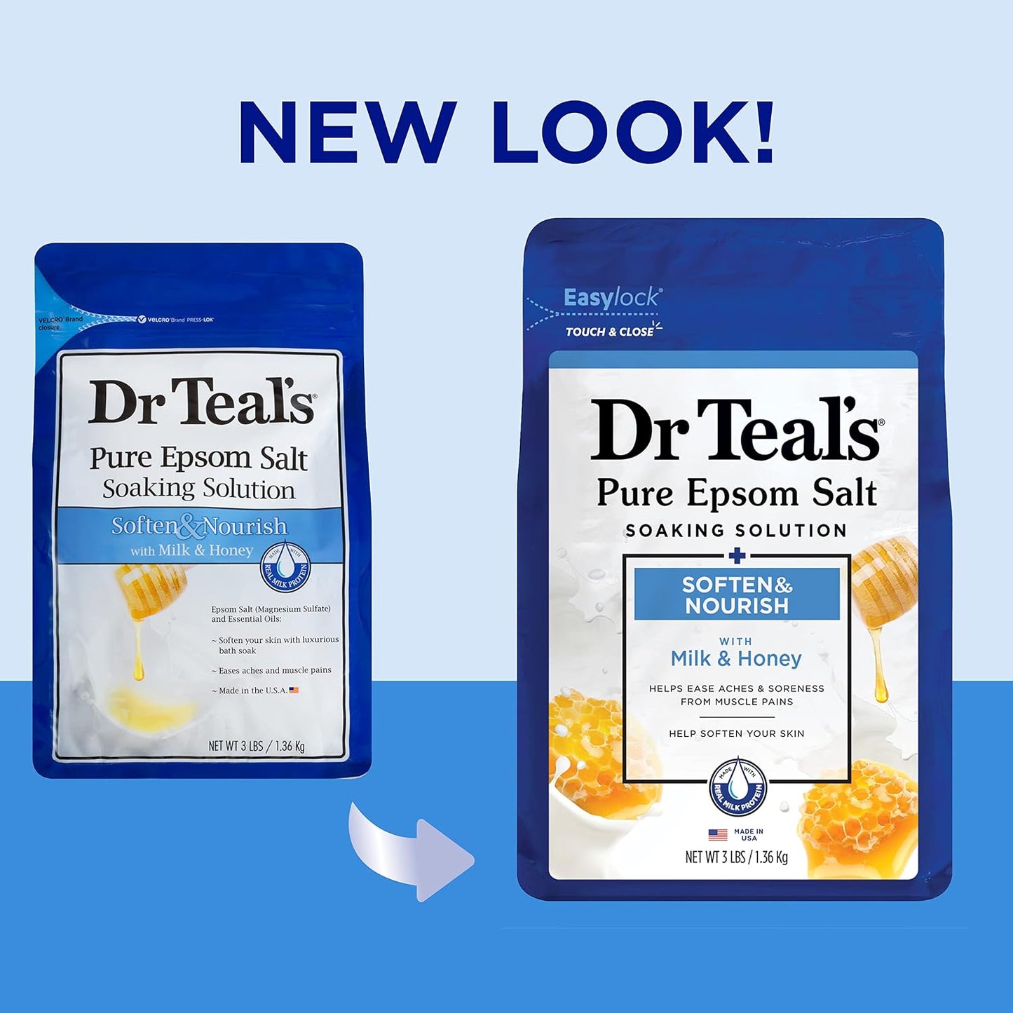 Dr. Teal's Epsom Salt Soaking Solution, Soften & Nourish with Milk and Honey, 48 Oz