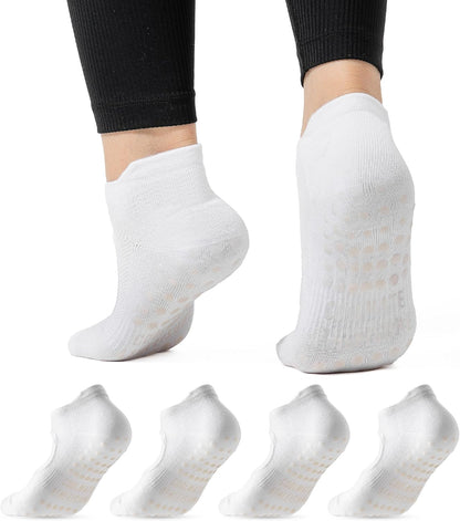 COOLMATE Pilates Socks with Grips for Women, Yoga Socks, Crew Non Slip Women for Barre, Pilates Gifts for Women - Colors A