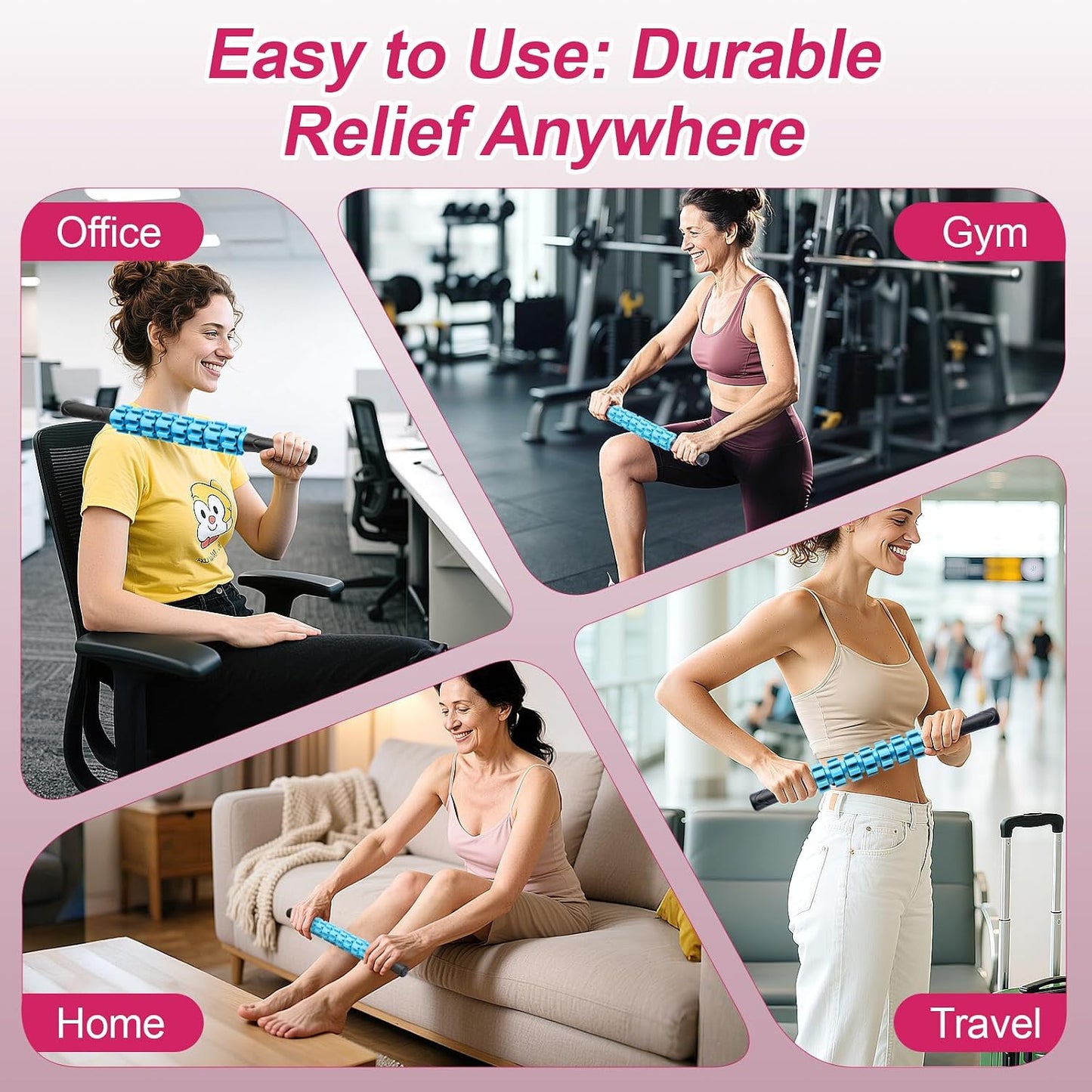 ZanLLW Muscle Roller Stick, Muscle Roller, Liposuction Massage Roller for Lymphatic Drainage, Massager Stick for Relief Muscle Soreness, Trigger Points, Help Exercise Runner Legs, Back Recovery
