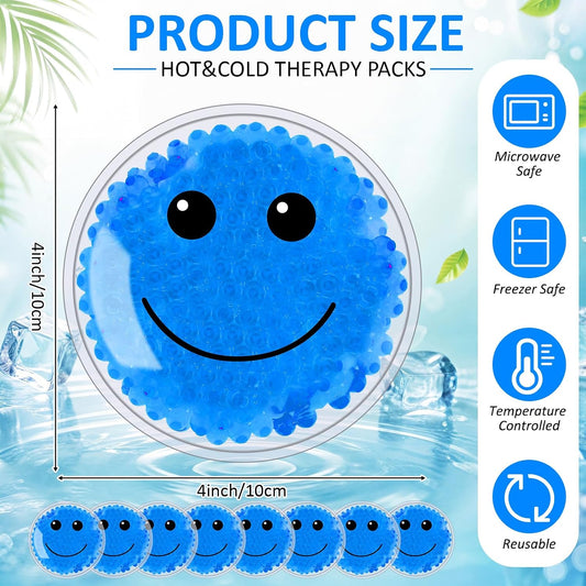 48 Pack Smile Boo Boo Ice Packs Small Hot Cold Reusable Gel Bead Multicolored Ice Pack Cold Therapy for Fever Wisdom Teeth Tired Eyes Headache Pain Relief Toothache Supplies (Multicolor)