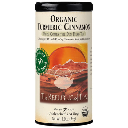 The Republic of Tea Organic Turmeric Cinnamon Herbal Tea, 36 Count