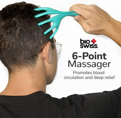 BioSwiss Claw Massage Roller, Handheld Muscle Massager with 5 Rotating Heads for Back, Legs, and Shoulder