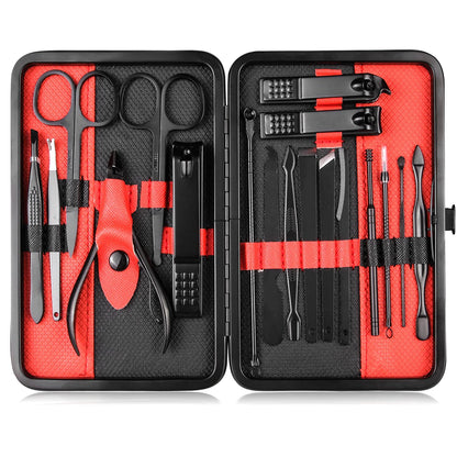 Manicure Set Professional Nail Clippers Kit Pedicure Care Tools- Stainless Steel Women Grooming Kit 18Pcs for Travel or Home (Pink)