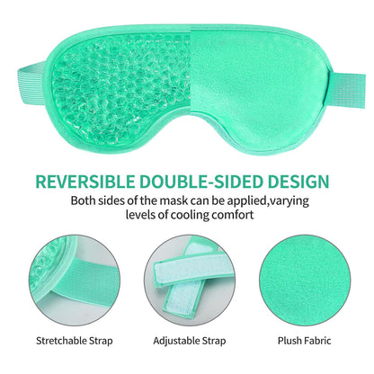 2PCS Gel Eye Mask Reusable Cold Therapy Gel Bead Eye Mask for Puffiness/Dark Circles/Eye Bags/Dry Eyes/Headaches/Migraines/Stress Relief (Blue)