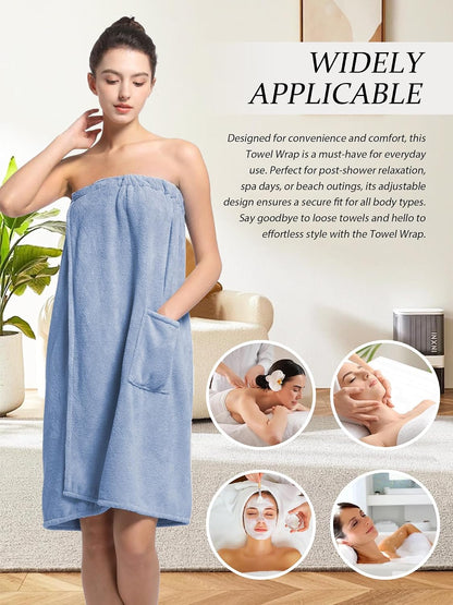 Women'S Soft Wrap Towel Full Length，Bath Robe After Shower Female Plush Long，Spa Bathrobes Lightweight With Pockets