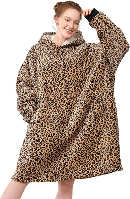 LetsFunny Blanket Hoodie,Oversized Wearable Sherpa Fleece Blanket Sweatshirt,Super Soft Warm Cozy with Giant Pocket,Gifts for Women Men Adults Teenagers, One Size Fits All