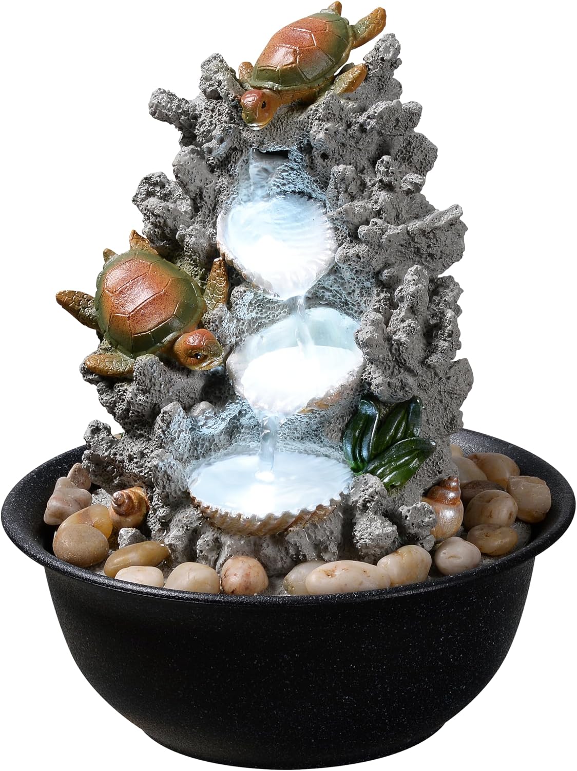 Indoor Tabletop Dolphin Water Fountain with LED Light – Ocean Theme Desk Decor and River Rocks, Relaxing Sound Machine for Sleep & Office, Zen Home Décor Gift for Women, Living Room Decoration