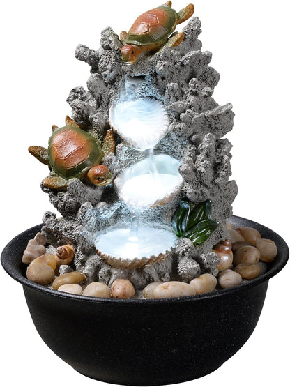 Indoor Tabletop Dolphin Water Fountain with LED Light – Ocean Theme Desk Decor and River Rocks, Relaxing Sound Machine for Sleep & Office, Zen Home Décor Gift for Women, Living Room Decoration