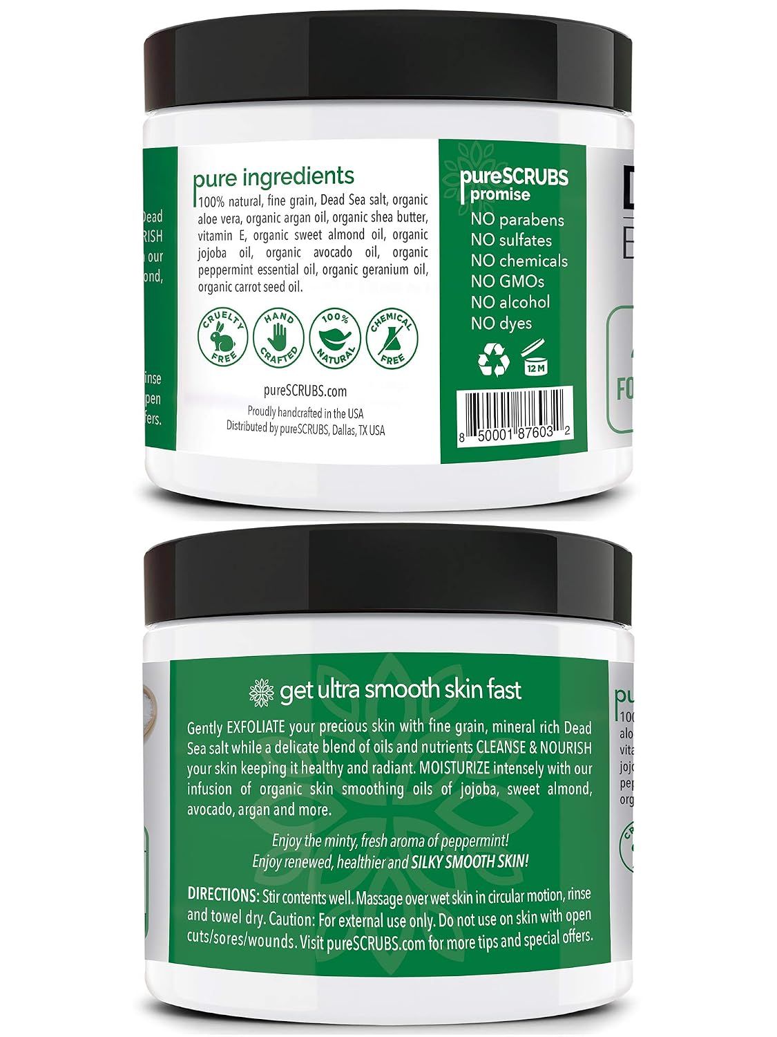 pureSCRUBS Premium Cucumber Body Scrub Set, Exfoliating Dead Sea Salt Scrub